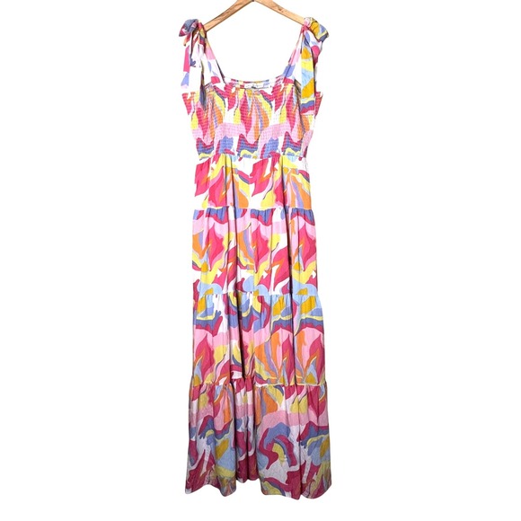 Michelle Mcdowell Dresses & Skirts - Michelle McDowell Abstract Print Smocked Tiered Maxi Dress Multicolor Large